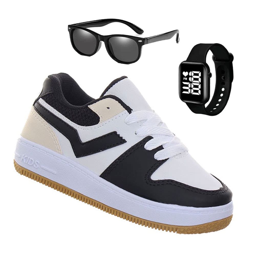 Kit Tenis Calçado Criança Skate Masculino Infantil Mais Relogio e oculos