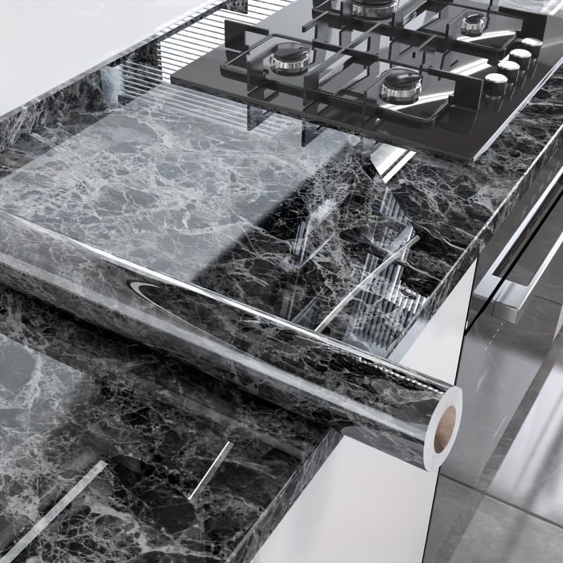 Papel Adesivos para cozinha Brilhante Lavável Resistente a Agua/Óleo material lavável 3M*60CM