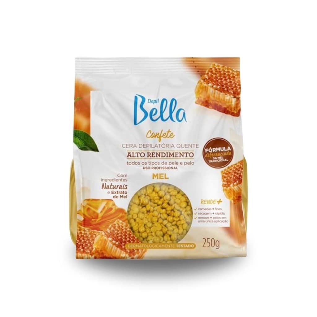 Cera Depilatória Quente Confete Mel Alto Rendimento Depil Bella 250g