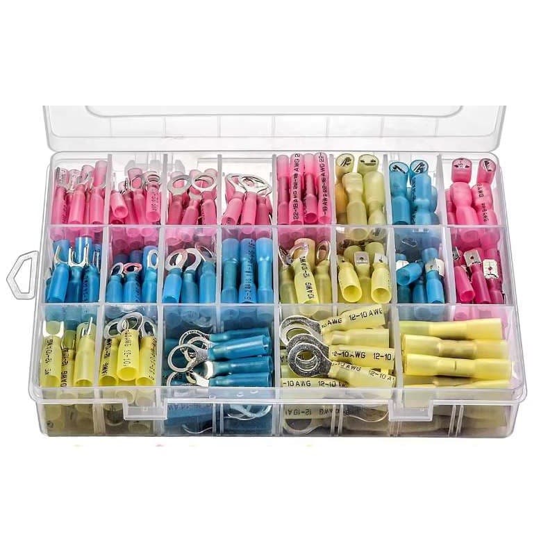 Kit Conector Terminal Termorretrátil 250 Peças Completo Crimp Isolado Vedação Impermeável Resistência Caixa Organização