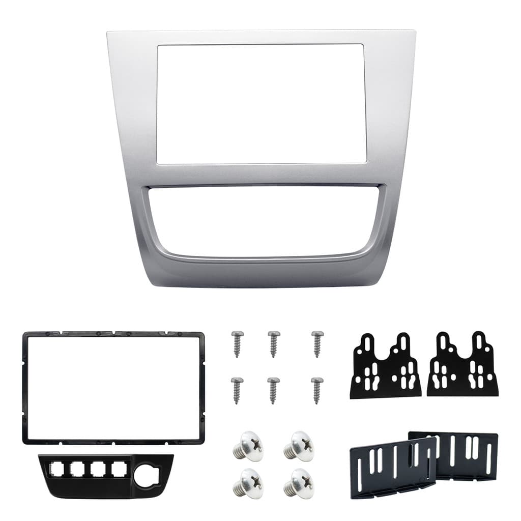 Moldura Painel 2 Din Volkswagen Gol Voyage Saveiro 2013/2016 Prata
