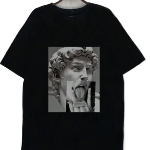 Camiseta Feminina figura grega Ombro Caído Streetwear Camisa Blogueira Style