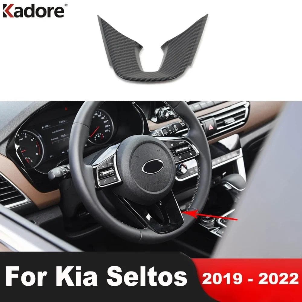 Painel Do Volante Carro Capa Guarnição Para Kia Seltos 2019 2020 2021 2022 Acessórios Interiores De Fibra Carbono