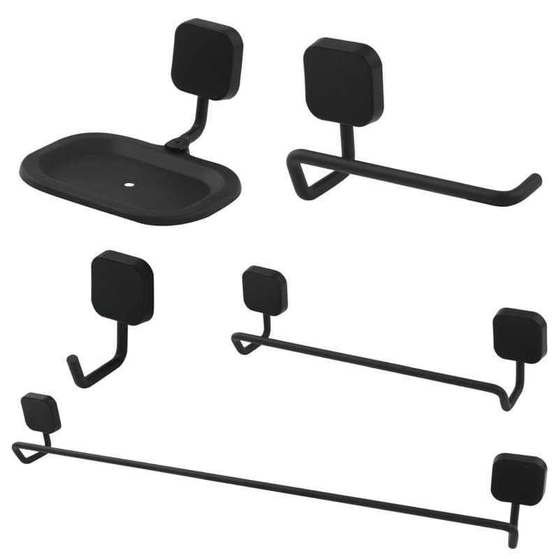 Kit Acessórios 05 Peças Slaide Para Banheiro Preto Fosco