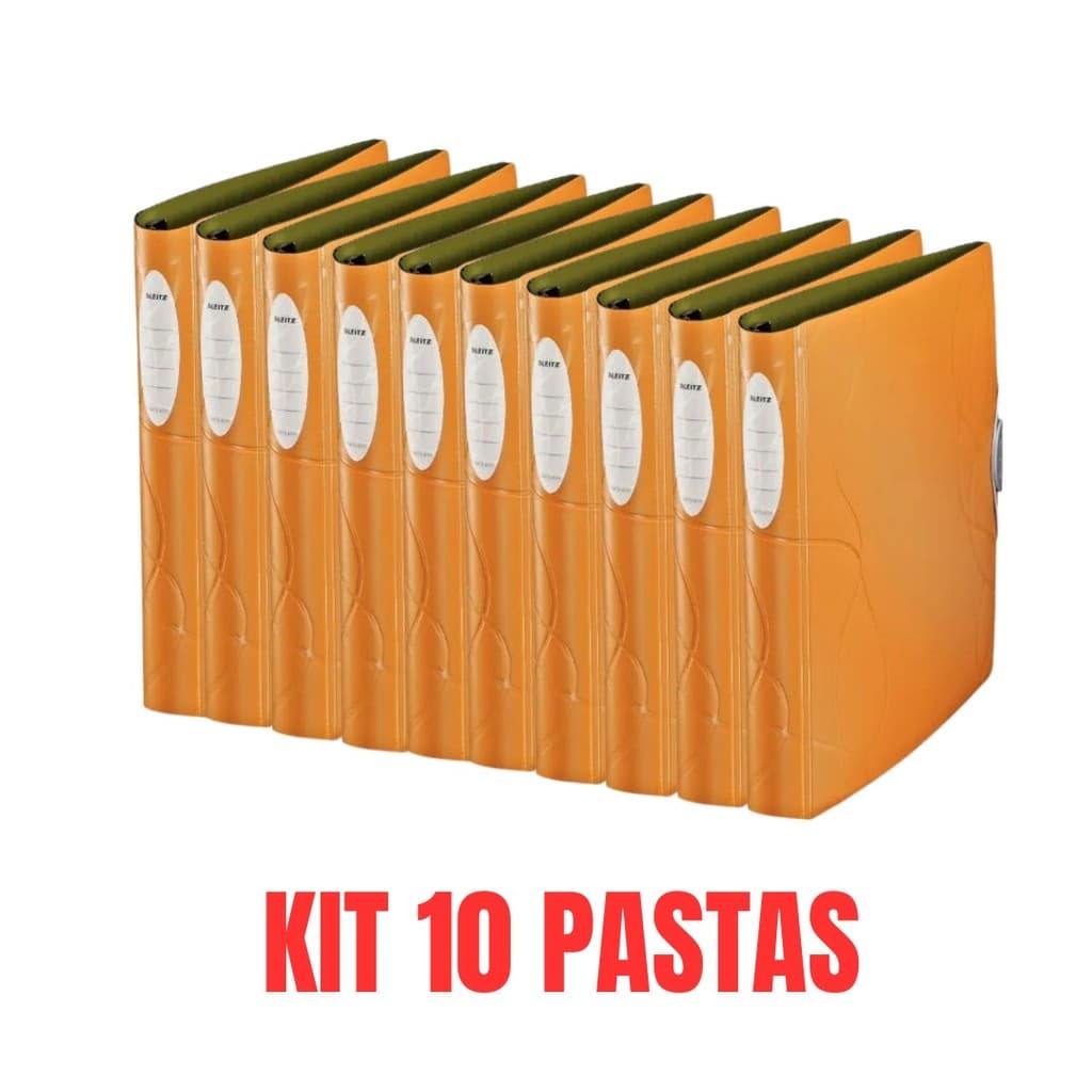 Kit com 10 Pastas Fichário Leitz Flash Nature A4 280 fls Ocre-Marrom Perolizado 63926