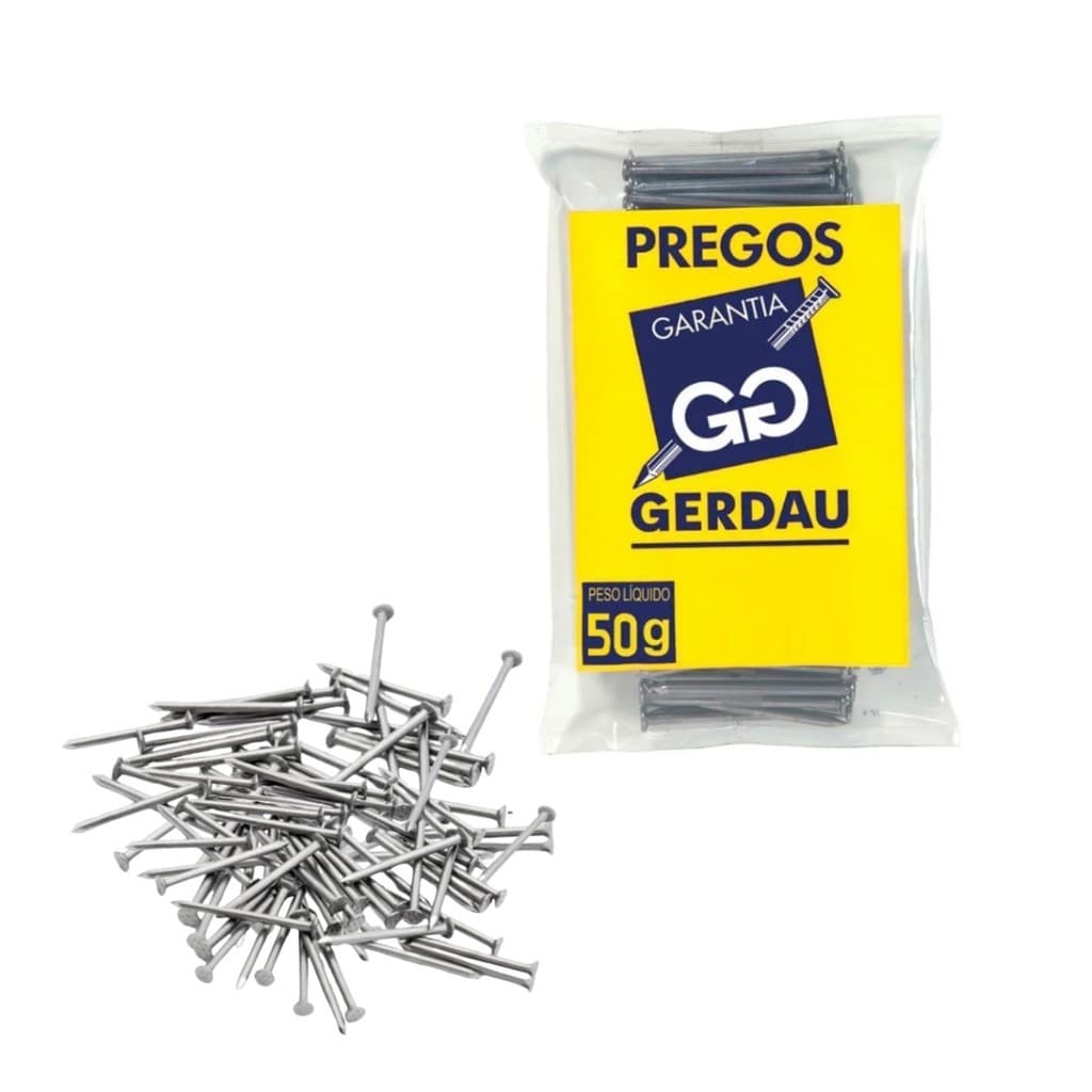 Prego Polido Com Cabeça 12x12 1,8mm x 27,6mm 50g Gerdau