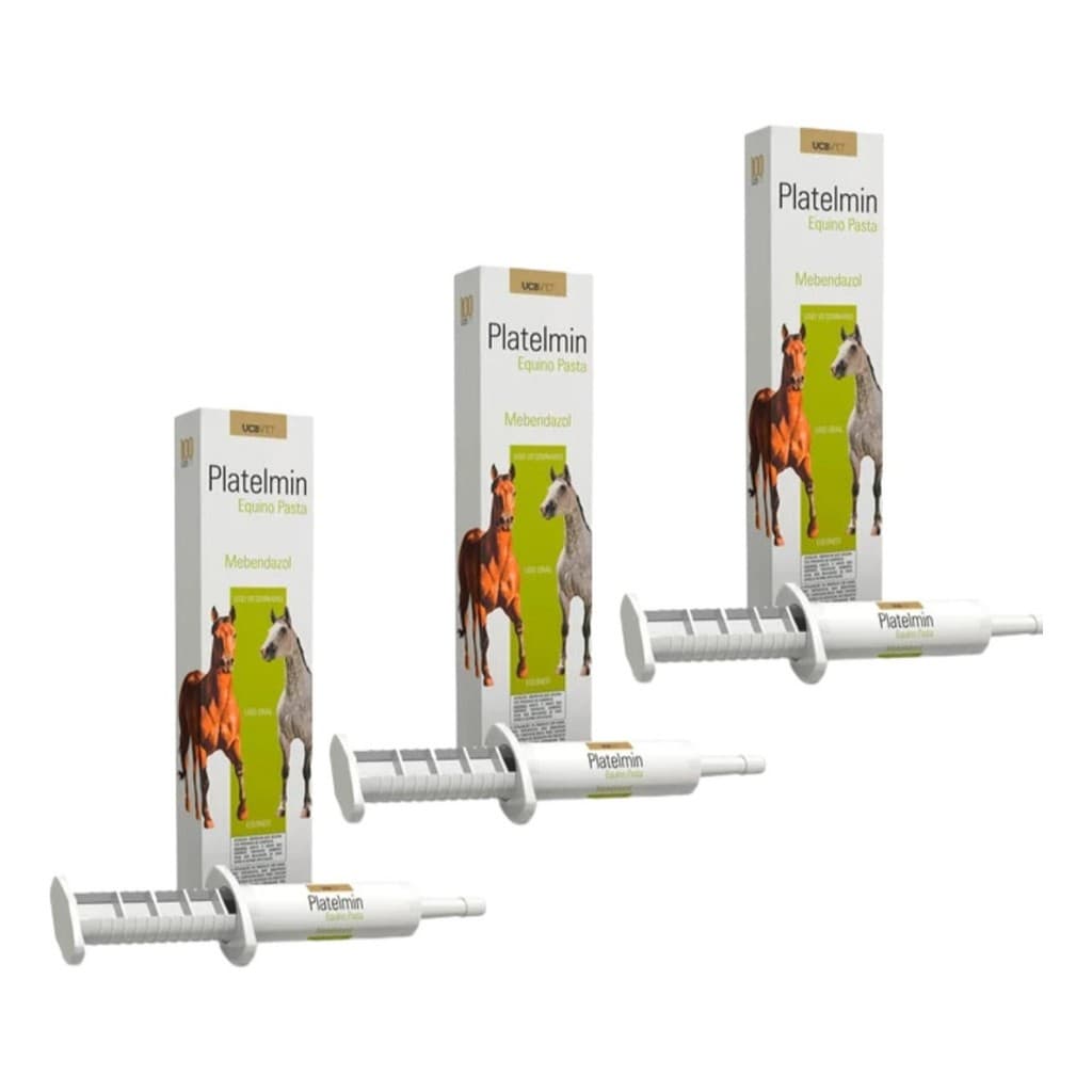 Caixa Com 3 Vermifugo Platelmin Equino Pasta - 30 Gr