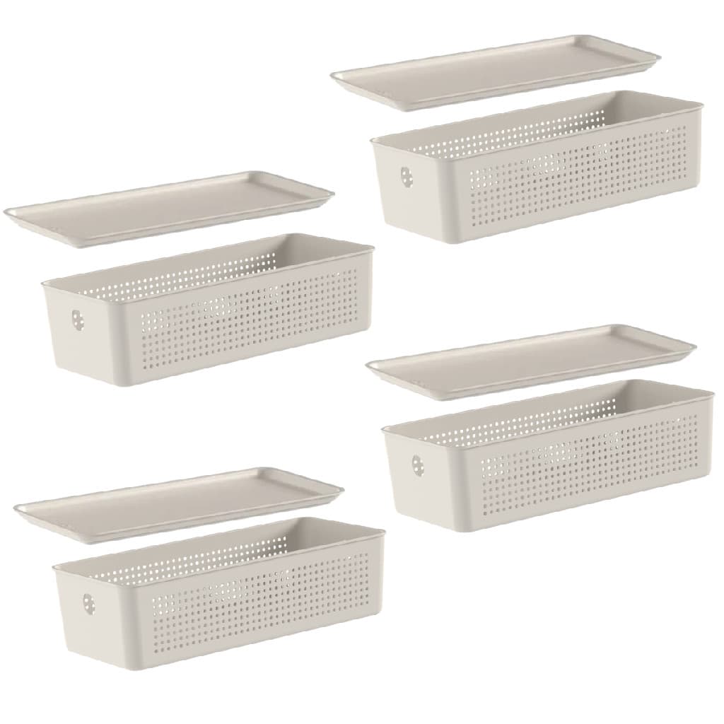 Conjunto 4 Cestos Flow Organizador Empilhável Com Tampa 4,5l Ou
