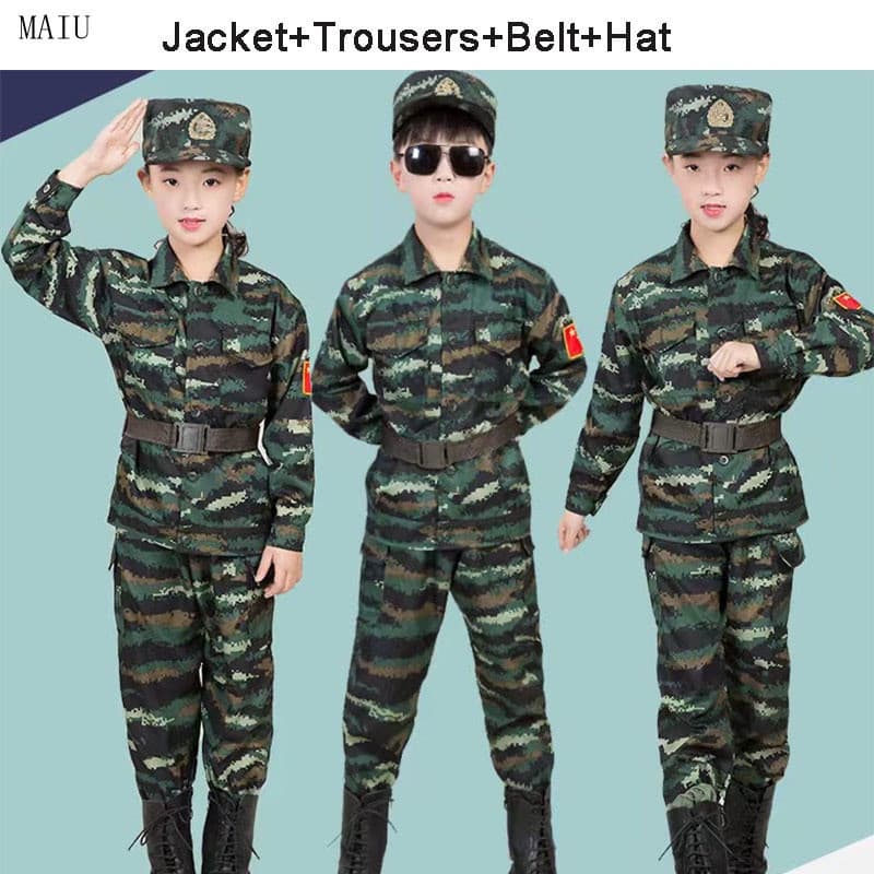 Fantasia Militar do Soldado da Polícia Congme Cosplay Meninos Meninas Treinamento de Combate Camuflagem KKH4
