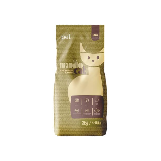 Areia para gato - Mandio Cat feita de mandioca e fibras vegetais