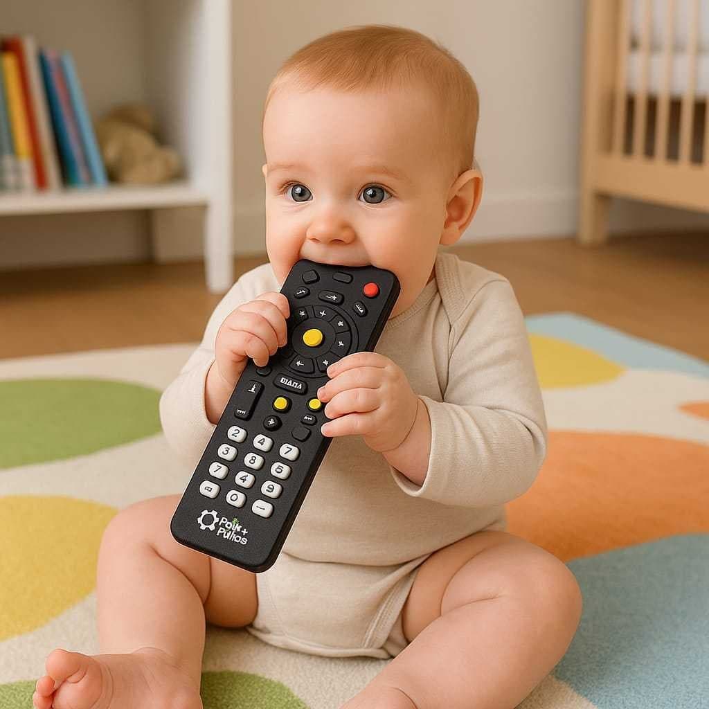 Mordedor Controle Remoto Preto com Cheiro Tutti Frutti Imita Controle de TV