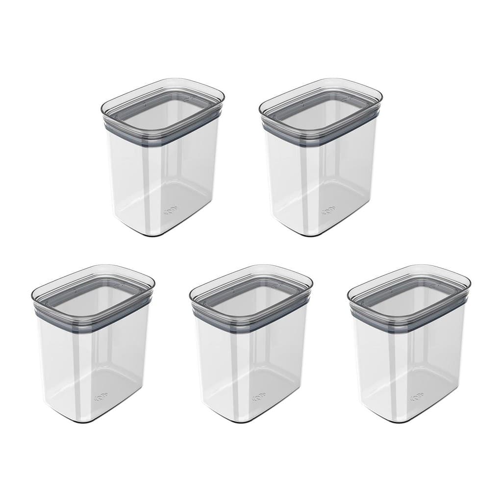 Kit de potes herméticos retangular Ou 5 peças 1,5L Linha Block - Natural