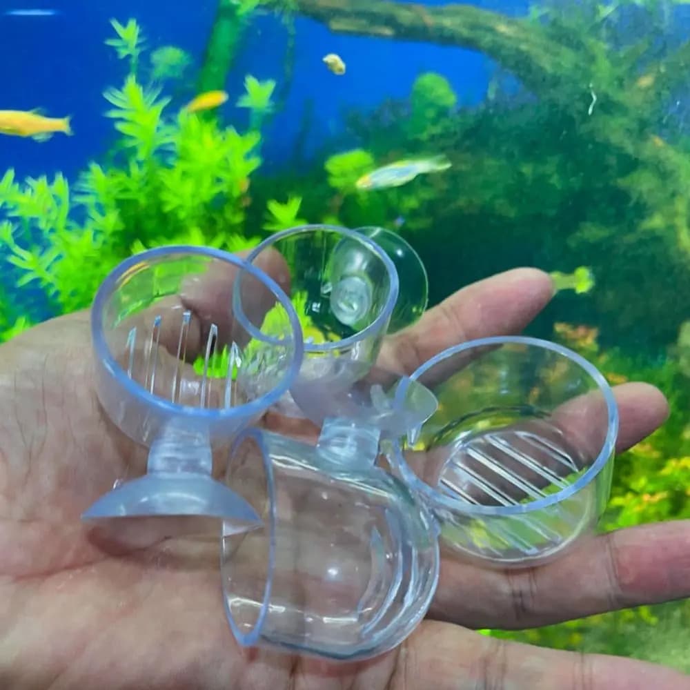 Aquário Tanque De Peixes Planta Copo Acrílico Vermelho Worm Recipiente De Alimentação Titular Pote Sementes Lama Para La