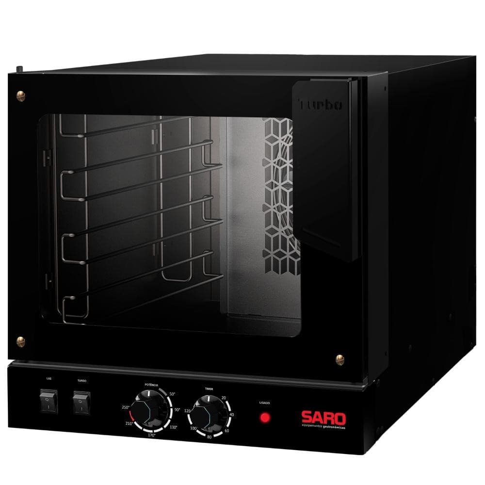 Forno Turbo Elétrico 4 Esteiras SARO FT22 2500W com Interior de Inox Preto 220V