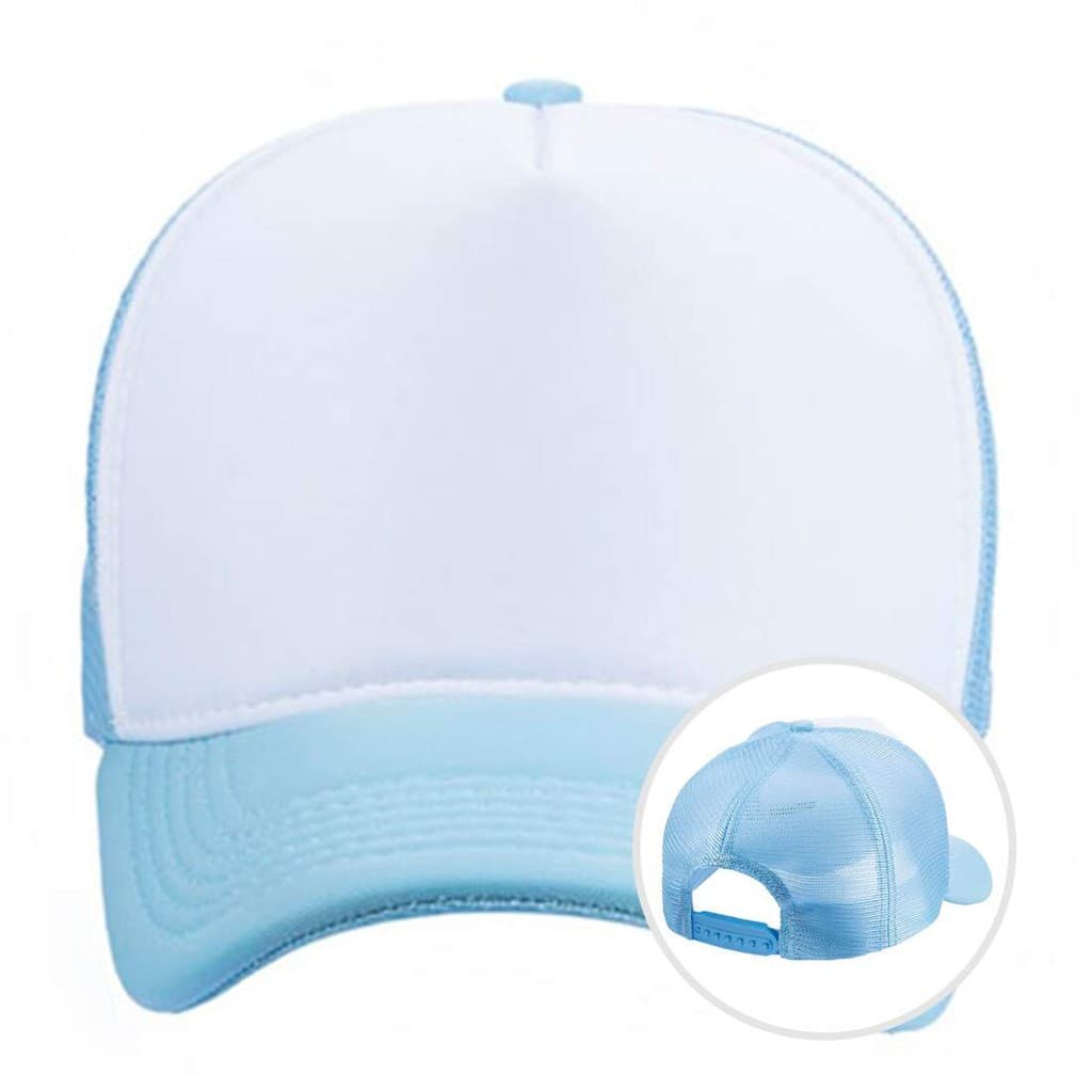 Boné Trucker Azul Bebê com Frente Branca para Sublimação