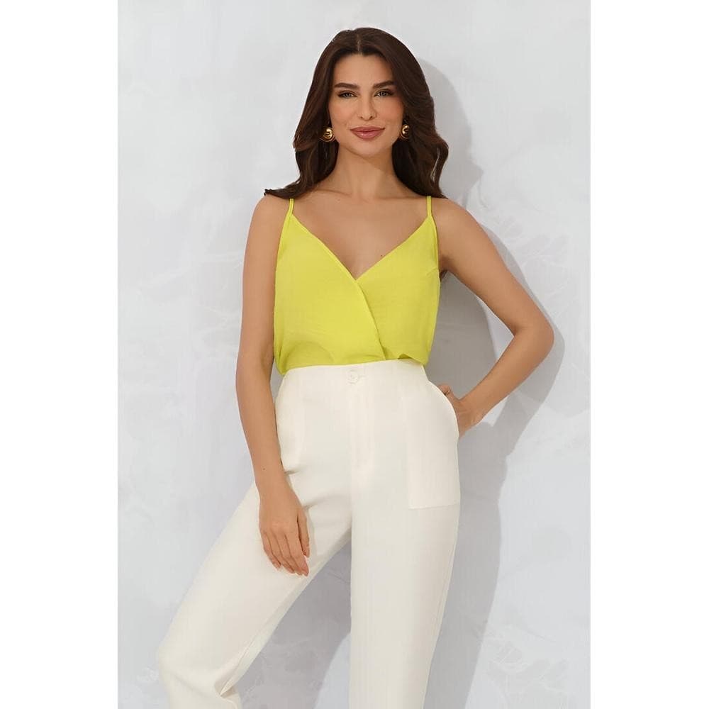 Blusa Feminina Alça Viscose Rajada Transpassada IDHOK