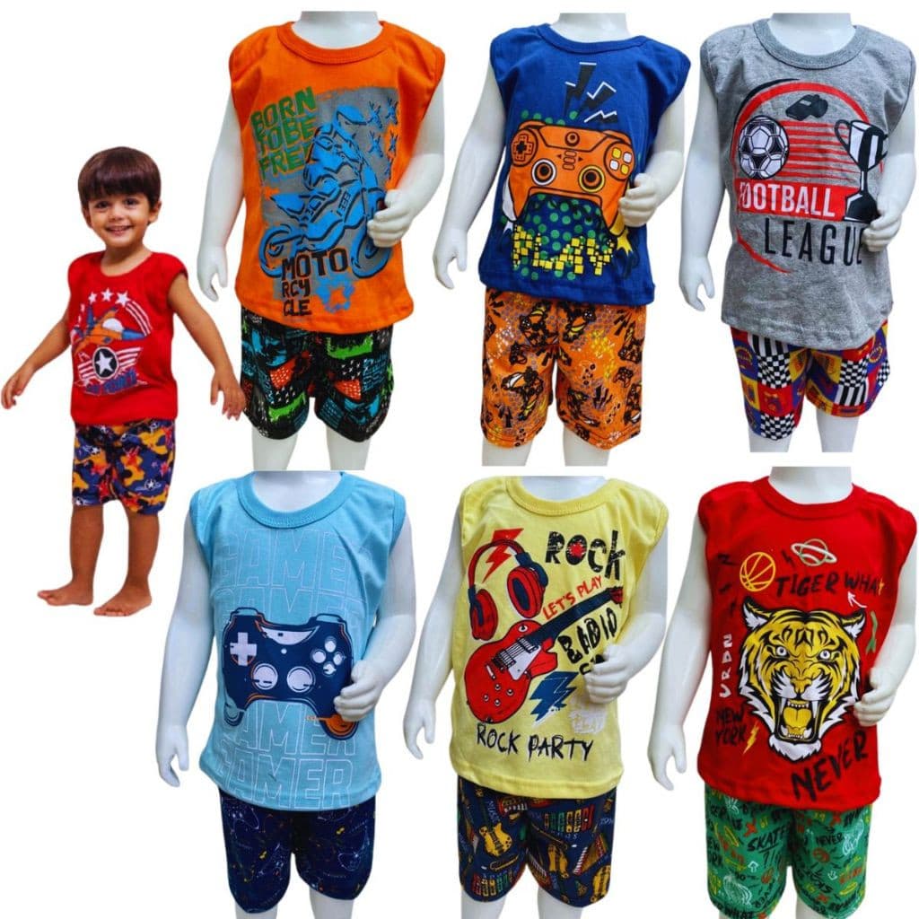 Kit Roupa Menino Conjunto Infantil Menino 10peças 5 shorts +5 Camisetas