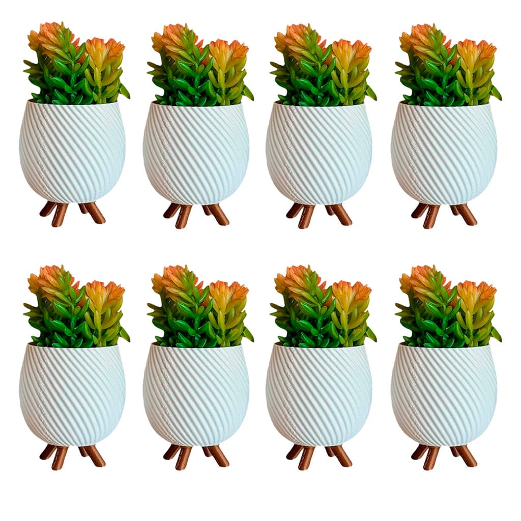 Kit com 8 Vasinhos Cachepot Textura Ondulada Decoração Moderna Quarto Banheiro Vaso Plantas