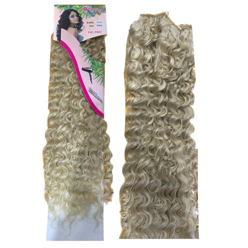Cabelo Aplique Tic Tac Cacheado 120 Gramas 60cm - Loiro perolado (f:15t613)