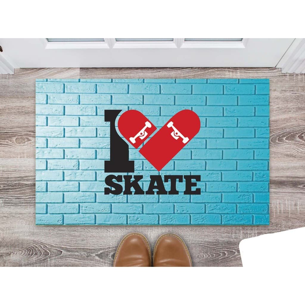 Tapete Capacho Personalizado Divertido Skate Eu Amo Skate