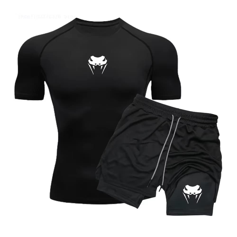 Kit Treino Academia Gym Camiseta Compressao E Short Compressao Snake Exclusivo
