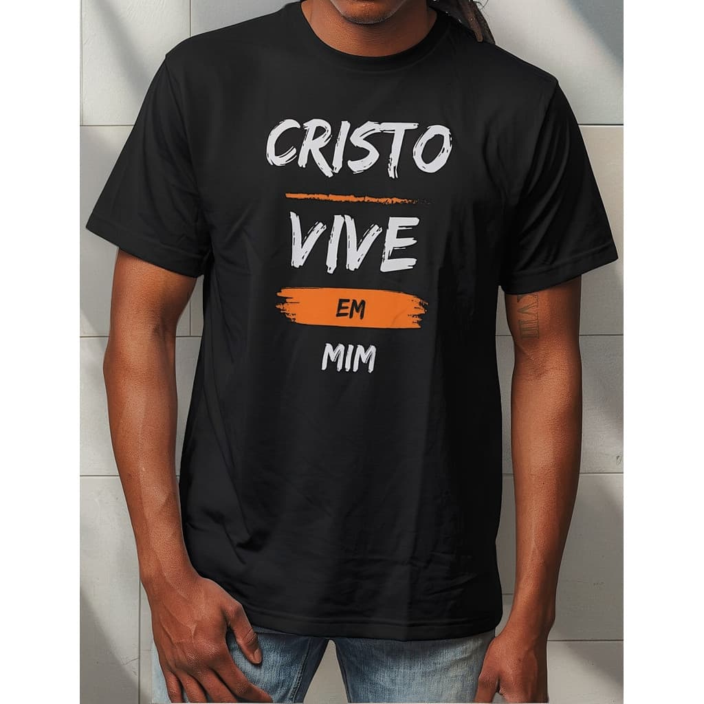 Camiseta Masculina Evangélica Gospel Cristo Vive Em Mim