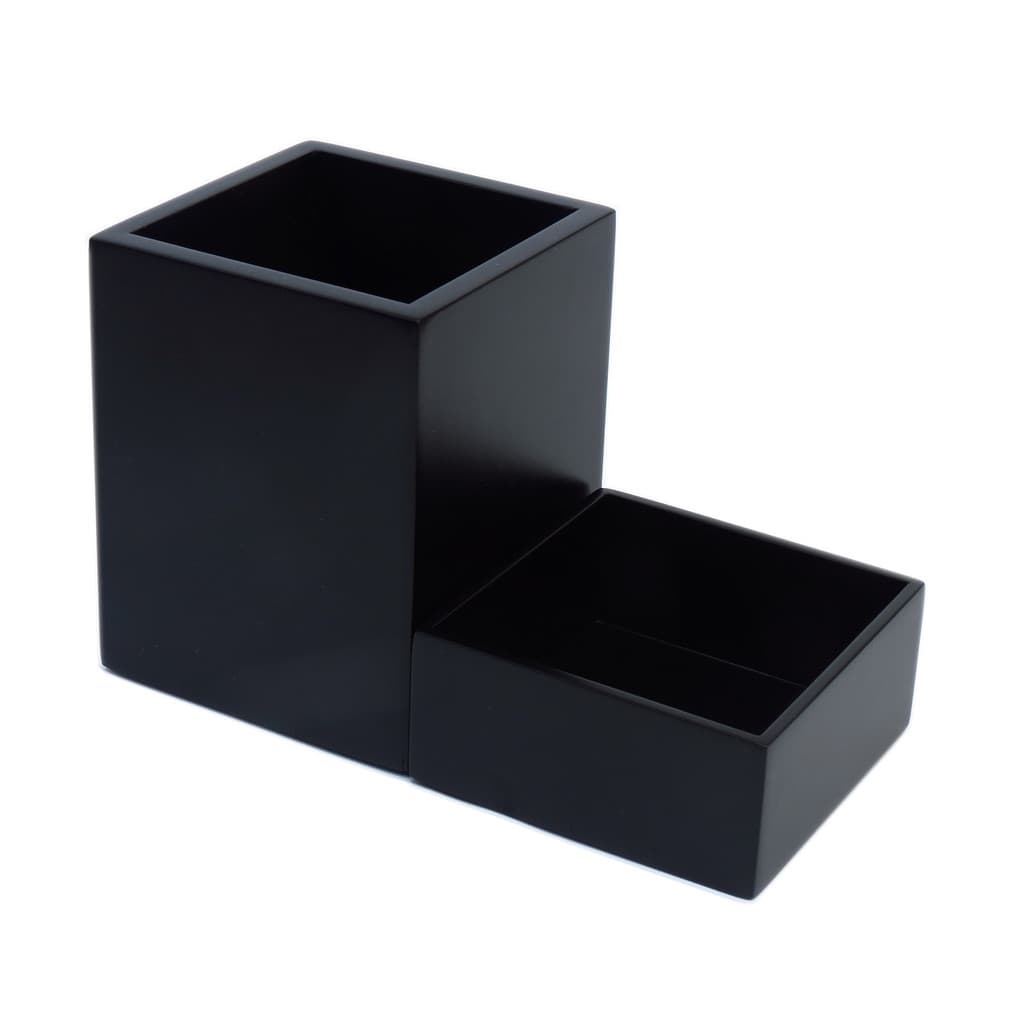 Kit Duo Organizador De Mesa Porta Lápis Clips Laqueado Preto