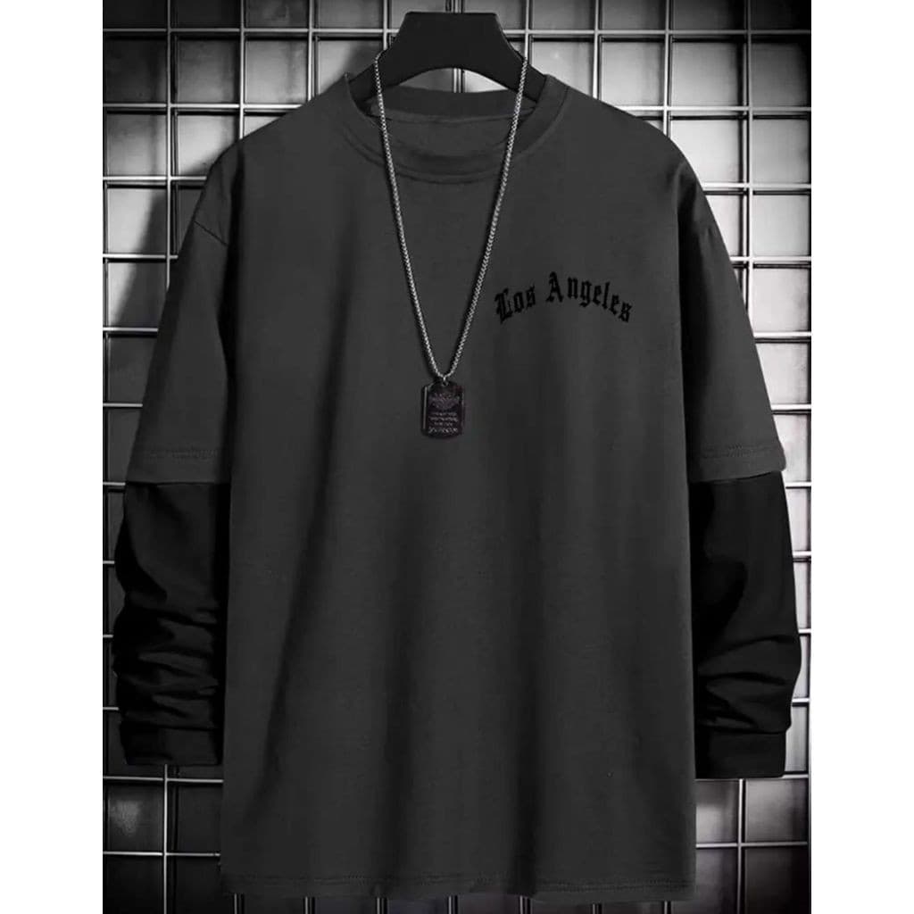 Camiseta Manga Longa Chumbo Streetwear Modelo: "Los Angeles" - Tumblr CAMLG-1489-GRF COYOTE STREET