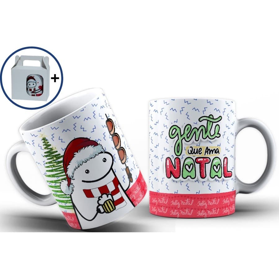 Caneca Flork Natal Personalizada Engraçado Felicitação Carinho Xicara Porcelana Vol.1