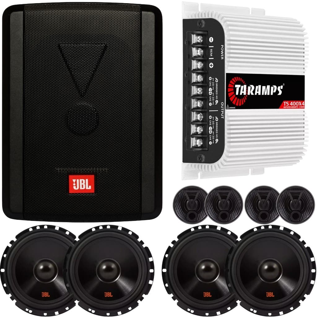 Caixa Amplificada Jbl Sw68a-ms + Módulo Taramps + 2 Kit Duas Vias