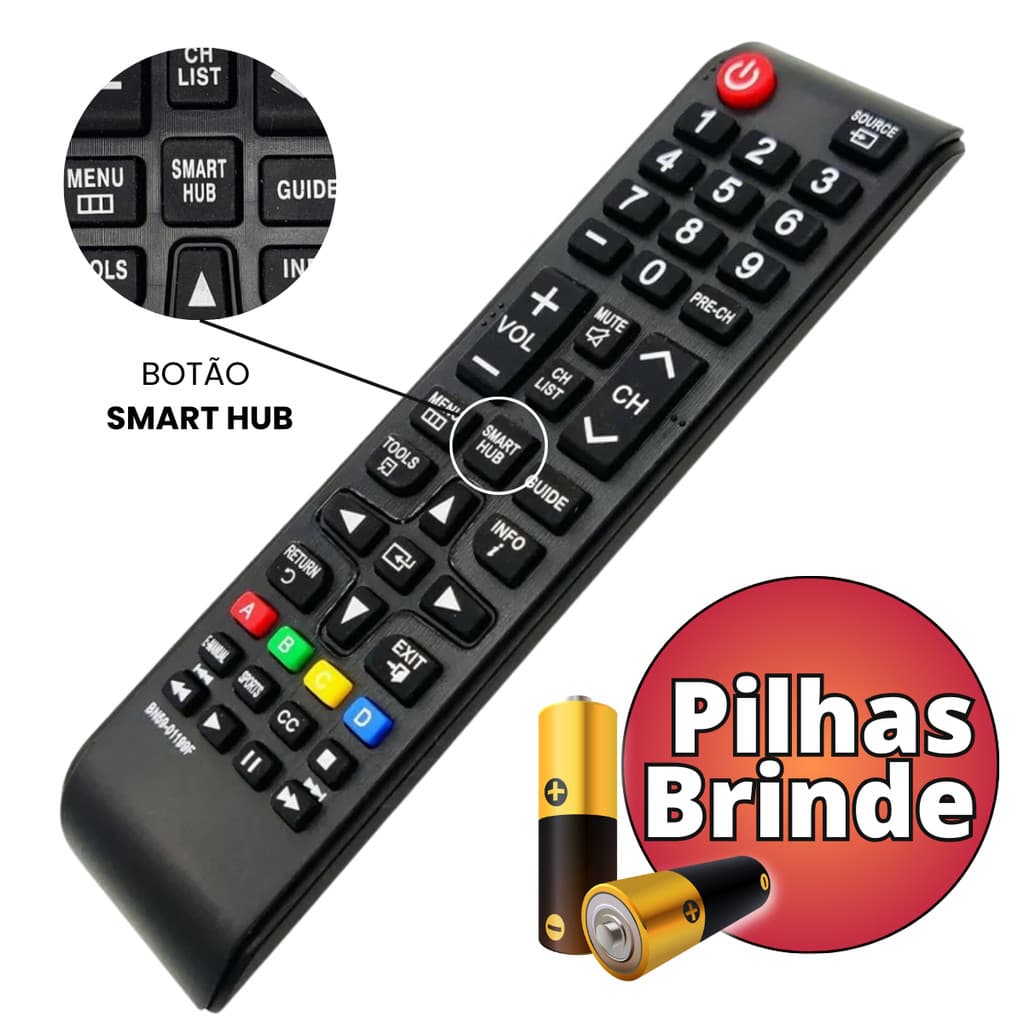 Controle Compatível Com Samsung Tv Botão Smart Hub
