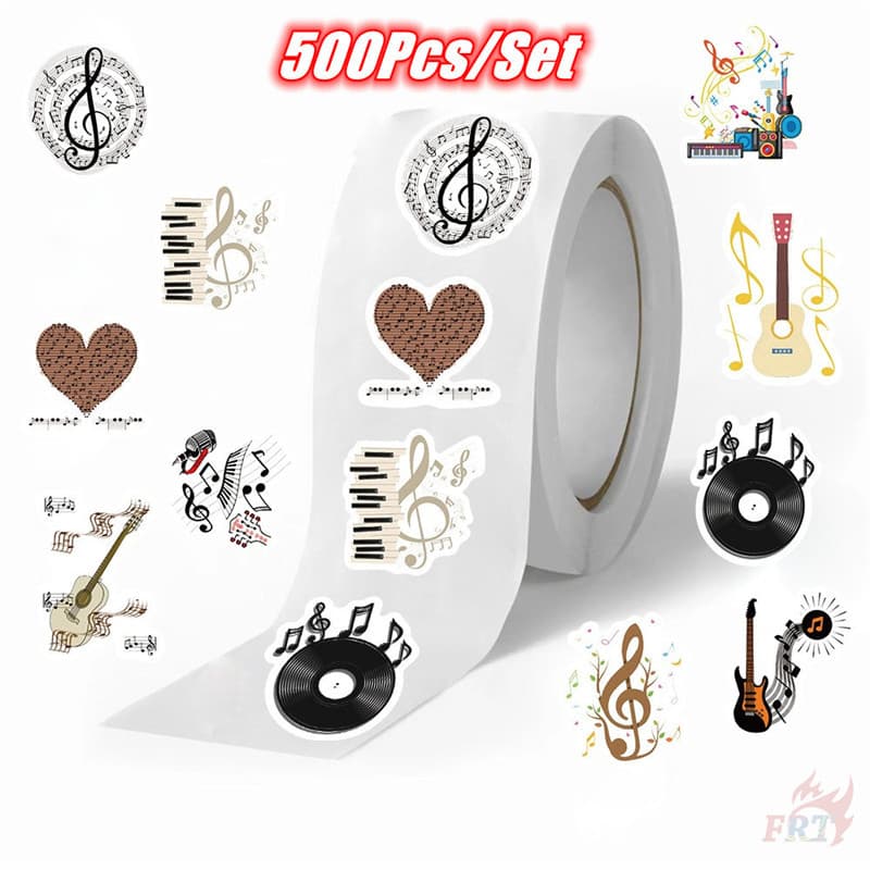 500 Unidades/Rolo ❤ Instrumentos Musicais-Adesivos De Recompensas Infantis De Música Esplêndida Decalques De Etiqueta De