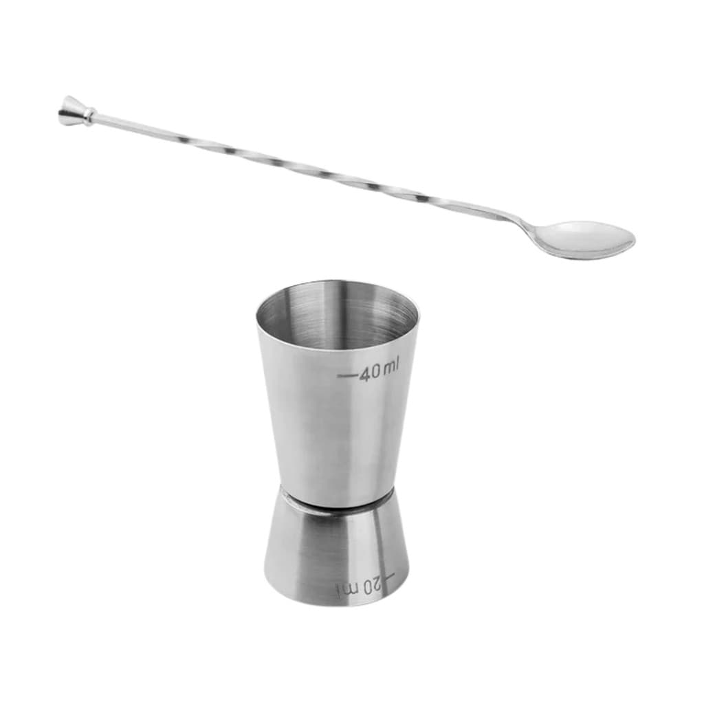 Kit Colher Bailarina + Dosador Inox De Bebidas 40/20ml Design Prático Versátil P/ Bar Restaurante