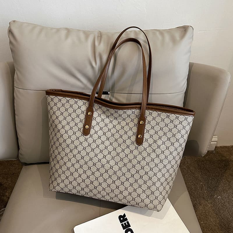 Sacola xadrez de grande capacidade das mulheres bolsa de ombro portátil de boa aparência viajante moda