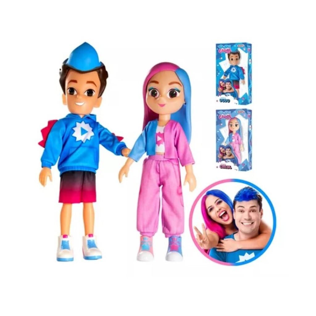 Kit Bonecos Dudu E Carol Original Youtuber 26cm Articulados