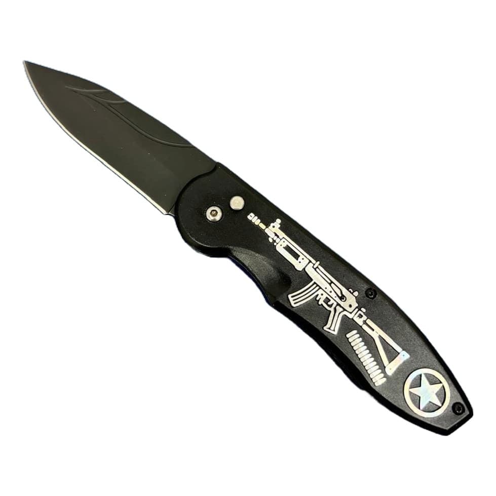 CANIVETE TATICO MILITAR ARMY US PRETO AÇO INOX CLIP DE BOLSO - L701A