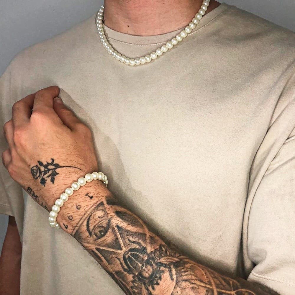 Colar de Pérolas Ajuastavél com corrente extensora 8mm 55cm masculino feminino / colar perola moda