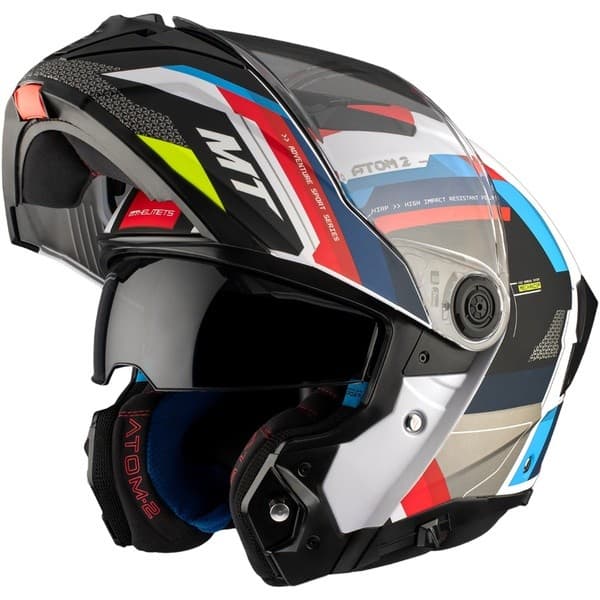 Capacete MT Helmets Atom 2 Bast A0 Pearl Branco Brilho Escamoteável Articulado Robocop
