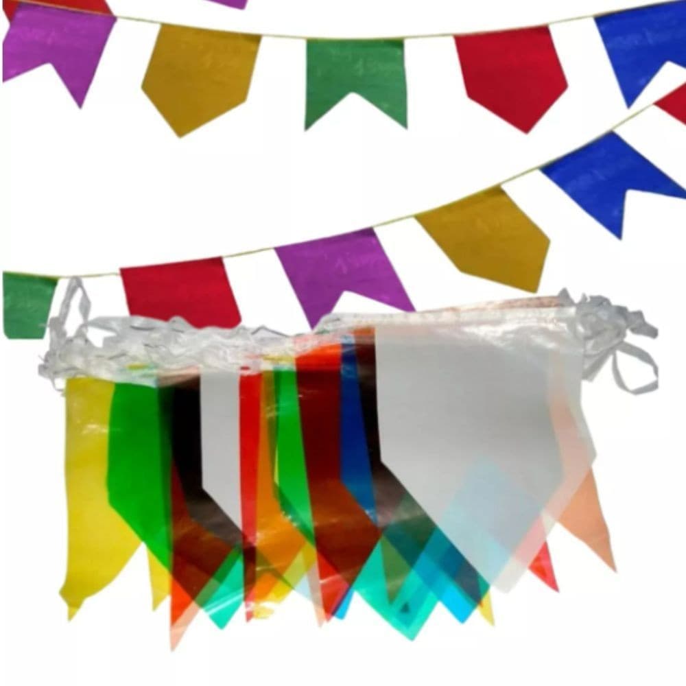 200 Metros Bandeirinha Plástico Festa Junina Bandeirola Enfeite Festas São João Quermesse Junina
