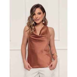 Blusa Feminina Regata Social Gola Boba Crepe Amanda / Regata150