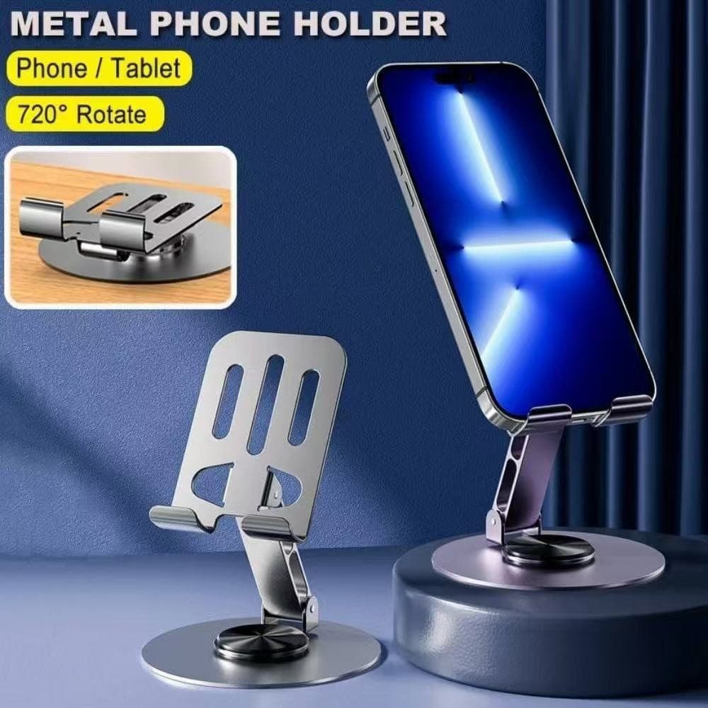 Suporte Alumínio de Mesa Base Rotatória Ajustável 360º Para Smartphones e Tablets