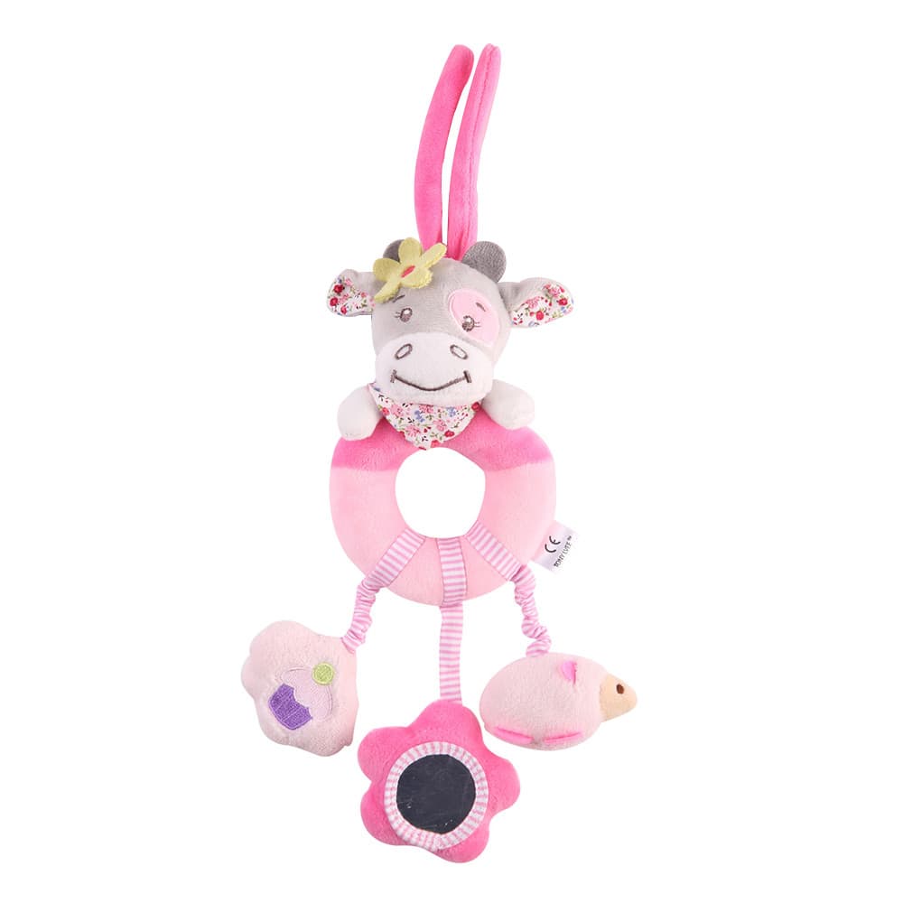 Mobile Chocalho Sensorial Bebês Vaquinha Rosa Tony Lvee