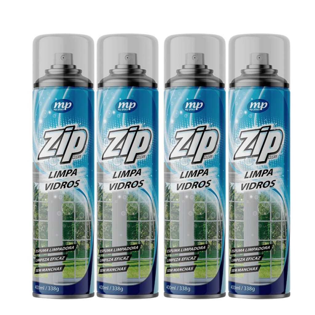 Kit C/4 Zip Clean Limpa Vidros 400ml | Espelhos | Box | Vitrines - My Place