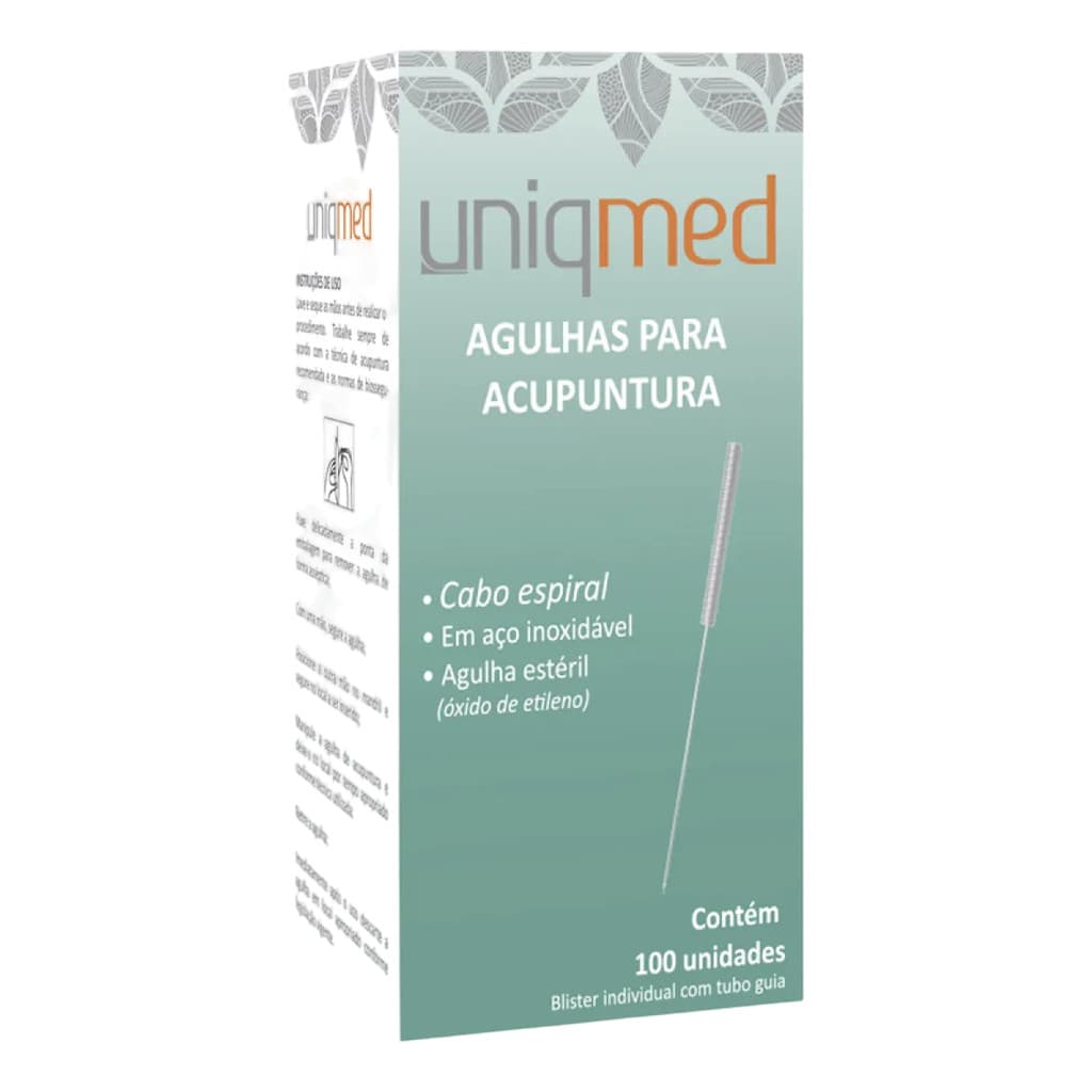Agulha Acupuntura Aço Inoxidável 0,20X30MM 100 UN Uniqmed