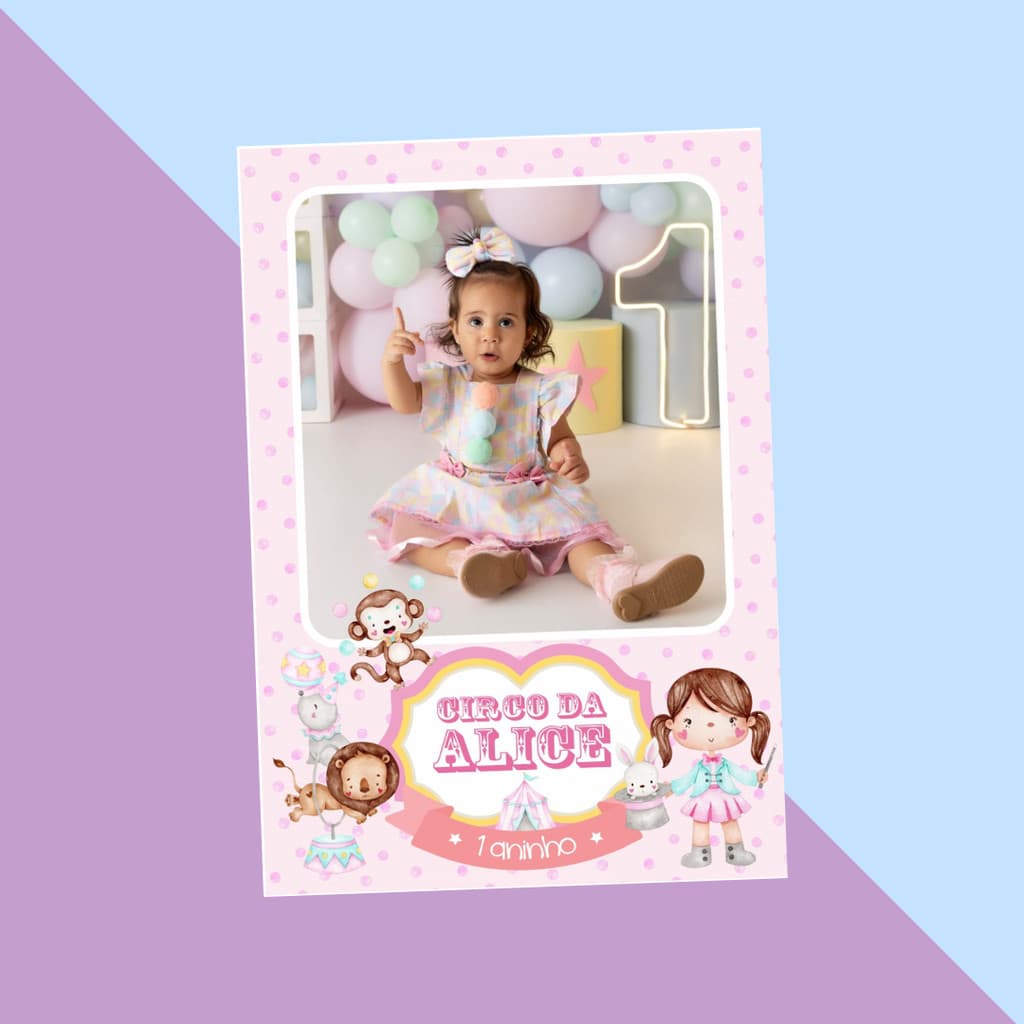 Ímã de geladeira Foto Lembrança Circo Rosa - Personalizado - Aniversário