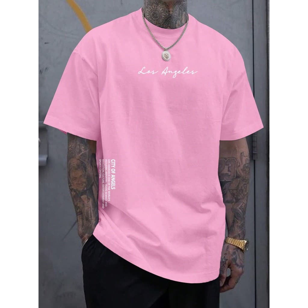 Camiseta masculina Los Angelis 100%algodao camisa estampa lateral casual tooop