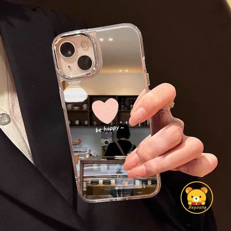 Amor Coração Espelho Capa Para Samsung Galaxy A17 A07 M56 F56 F06 M55 M54 M52 C55 F55 M35 M33 M30S M31 M21 M21S 5G 4G An