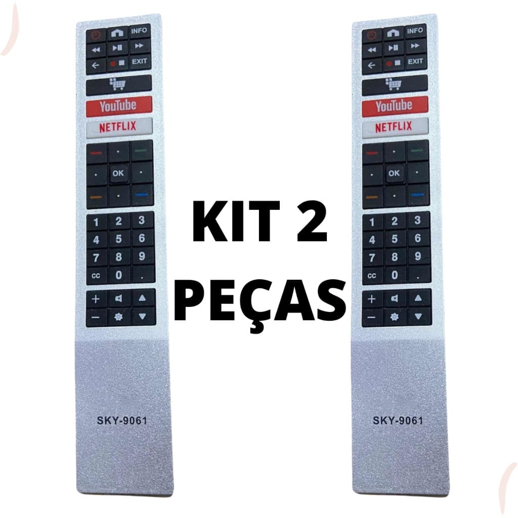 KIT 2 CONTROLE REMOTO PARA TV AOC Led Smart 4k Full Hd Netflix Youtube