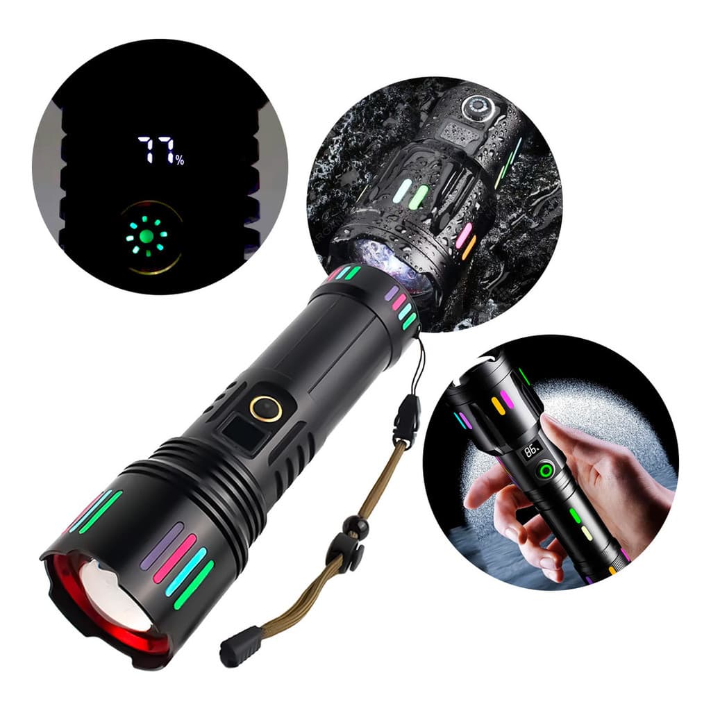 Lanterna Led Tática Super Brilho Recarregável USB  Luz Branca 7000K com IP45