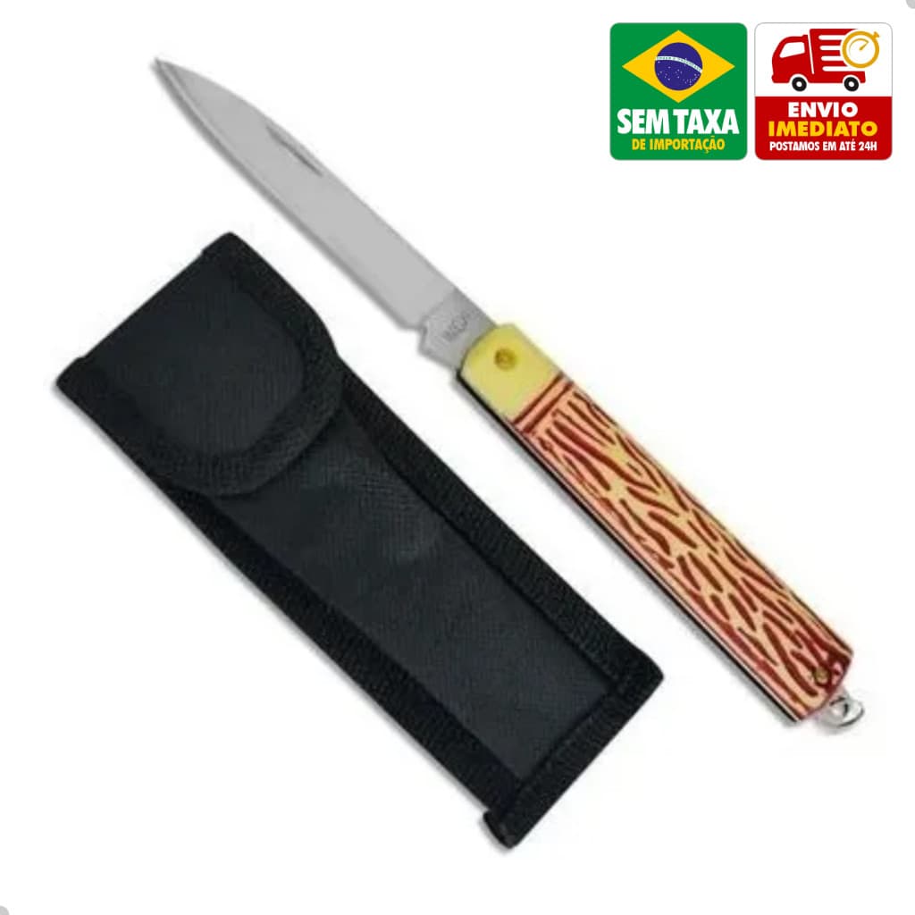 Canivete Metal com Cabo Plástico Ponta Fina 18,5 CM Dobravel com Estojo Ferramenta Multifuncional